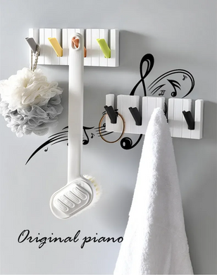 Настінна ключниця SV Four Hooks Piano на 4 гачки 22x16x4 см у вигляді клавіш, Білий (sv0591k2)