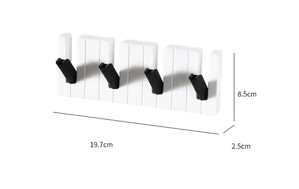 Настінна ключниця SV Four Hooks Piano на 4 гачки 22x16x4 см у вигляді клавіш, Білий (sv0591k2)