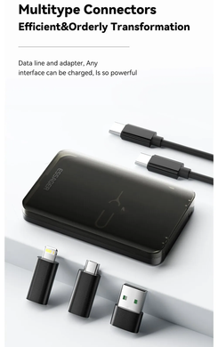 Кабель Essager 4 в 1 USB C до USB C PD 60 Вт, шнур для швидкого заряджання даних мікрокабель типу C з утримувачем, скринька для зберігання (sv2977)