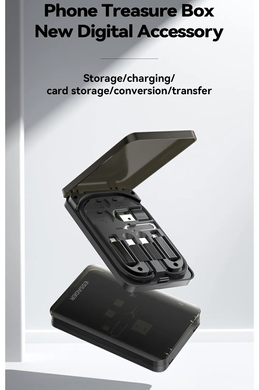 Кабель Essager 4 в 1 USB C до USB C PD 60 Вт, шнур для швидкого заряджання даних мікрокабель типу C з утримувачем, скринька для зберігання (sv2977)