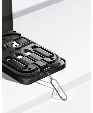 Кабель Essager 4 в 1 USB C до USB C PD 60 Вт, шнур для швидкого заряджання даних мікрокабель типу C з утримувачем, скринька для зберігання (sv2977)