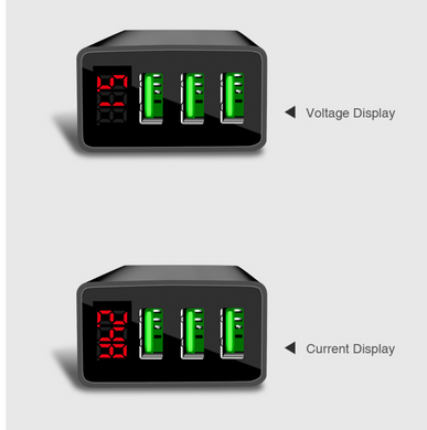 Сетевое зарядное устройство 36W Qc3.0 х 3 PD Fast Charge 3.1Аmax с ЖК дисплеем Черный (sv2157)