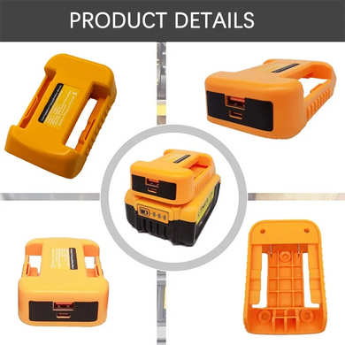 Адаптер зарядного пристрою USB для літій-іонного акумулятора Dewalt 18 В 20 В з USB та швидкою зарядкою Type C Жовтий (sv3818)