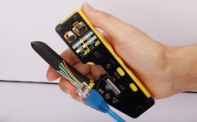 Многофункциональный обжимной инструмент SV для разъемов RJ45, cat5e, cat6, cat6a, 6P/8P Желтый (sv2618), Желтый