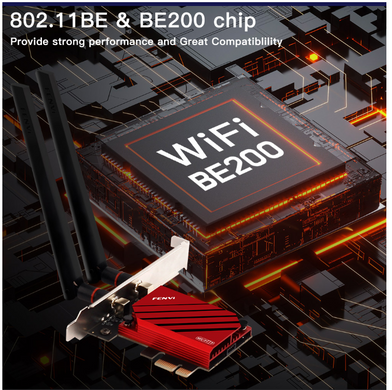 Сетевой адаптер FENVI 5,8 Гбит/с WIFI7 PCIE 8774 Мбит/с BE200 BT5.4 игровой Tri Band2.4G/5G/6 ГГц беспроводной (sv3661)