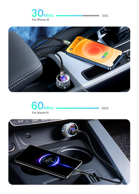 Автомобільний зарядний пристрій SV QOOVI 80 Вт PD USB Type C, двопортовий (sv2538)