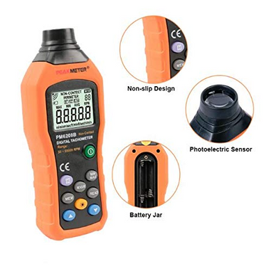 Безконтактний цифровий тахометр PEAKMETER PM6208B 50 ~ 99999 об/хв, вимірювач максимальної швидкості, тестер обертання (sv2504)