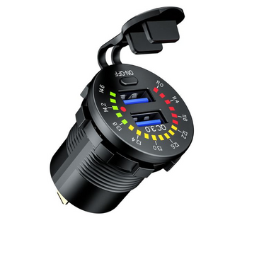 Автомобильное зарядное устройство 12V 24V QC 3.0 Dual USB 18W-36W с подсветкой и выключателем (sv0391)