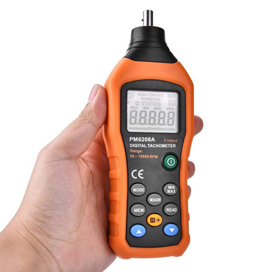 Тахометр PEAKMETER PM6208A контактный цифровой измеритель скорости двигателя 50RPM-19999RPM (sv2512)