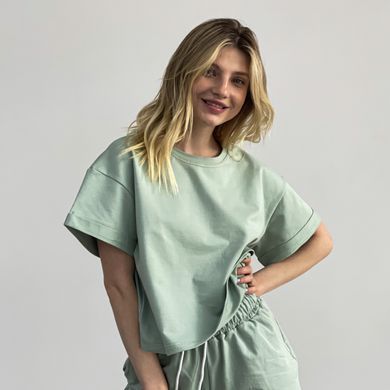 Футболка оверсайз Baysho базовая с закатанным рукавом, XXXS/XXS