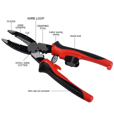 Инструмент для зачистки кабеля JCD Wire Stripper мультифункциональный Красный (sv2704)