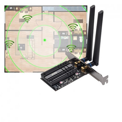 Wi-Fi адаптер FENVI Intel AX3000 PCI-e 2.4Gbps 802.11ax Bluetooth 5.0 дводіапазонний 2.4 Ghz + 5 Ghz з радіатором (sv0039)