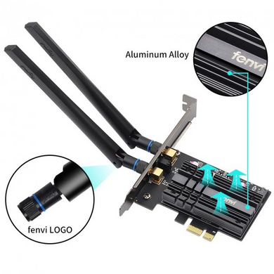 Wi-Fi адаптер FENVI Intel AX3000 PCI-e 2.4Gbps 802.11ax Bluetooth 5.0 дводіапазонний 2.4 Ghz + 5 Ghz з радіатором (sv0039)