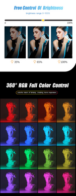 Светодиодная RGB-подсветка для видеосъемки CRI95 + 2500-9000K, ЖК-дисплей Черный (sv2545)