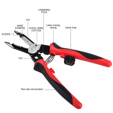 Инструмент для зачистки кабеля JCD Wire Stripper мультифункциональный Красный (sv2728)