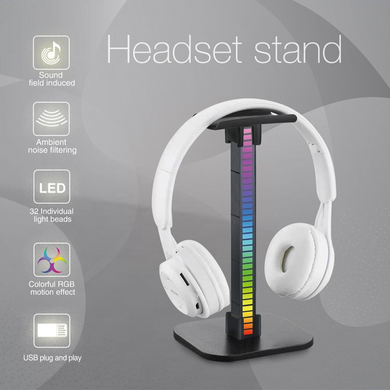 Подставка для наушников SV светящаяся с атмосферной RGB-подсветкой реагирующая на звук планка (sv3886z15)