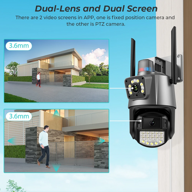 Уличная видеокамера 8MP 4K IP Camera Outdoor WiFi PTZ водонепроницаемая двойной объектив, двойной экран (sv2903)