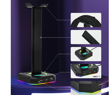 Подставка 3в1 для гарнитуры SV G2 RGB с USB зарядкой Черный (sv3113)