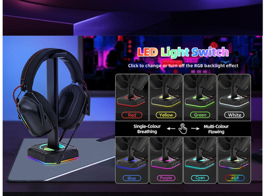 Подставка 3в1 для гарнитуры SV G2 RGB с USB зарядкой Черный (sv3113)