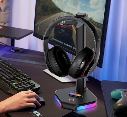 Подставка для наушников SV светящаяся с атмосферной RGB-подсветкой Черный (sv3262)