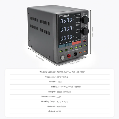 Лабораторный блок питания QHTITEC 3005PM 110/220 В 150 Вт источник питания постоянного тока импульсный многофункциональный (sv3539)