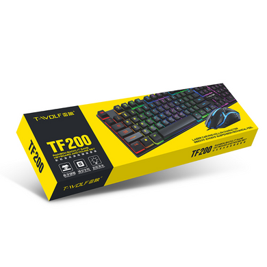 Комплект Thunderwolf TF200 клавіатура + миша з підсвічуванням механічна провідна Чорний (sv3103)
