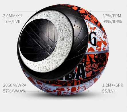 Мяч баскетбольный Spalding 7 размер суперпрочный из искусственной кожи Оранжевый+белый+черный  (sv0187)