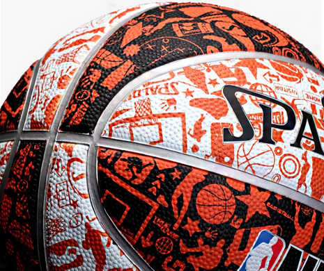 Мяч баскетбольный Spalding 7 размер суперпрочный из искусственной кожи Оранжевый+белый+черный  (sv0187)