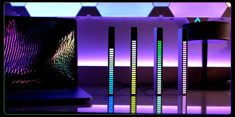 Планка вловлює ритм 32 RGB LED звукова для декору з керуванням з програми на смартфоні, Білий