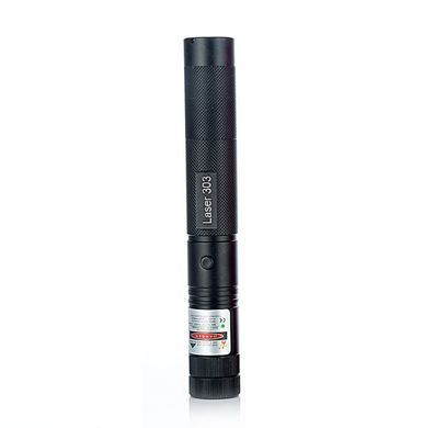 Лазер, лазерная указка Laser 303 Black (зеленый луч) с перезаряжаемым аккумулятором 18650, зарядником в подарочной коробке + 8 трафаретов (sv2222bgg)