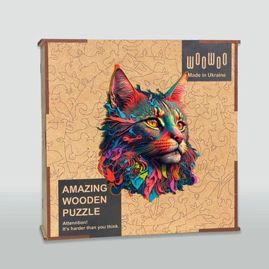 Дерев'яний пазл WOOWOO "Казковий Кіт" M Червоний (sv3248m)