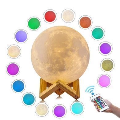 3D світильник Місяць 16 кольорів, лампа-нічник Moon Touch Control з пультом управління