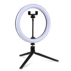 Кольцевая USB LED лампа с поворотным механизмом, держателем для телефона, настольный штатив Белый , 26 см
