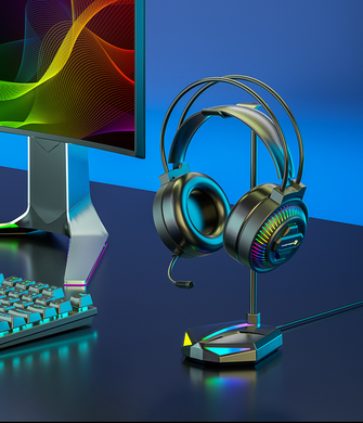 Подставка для гарнитуры SV H3 RGB с AUX входом 291*116*29,6 мм Черный (sv3114)