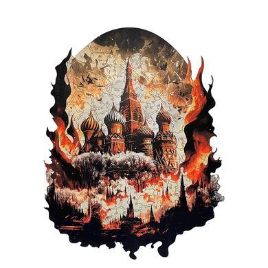 Дерев'яний пазл WOOWOO "Палаючий Кремль" M Червоний (sv3249s)