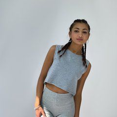Топ Baysho друкований Стрейч кулір Сірий меланж (bk0403-295), XS-S