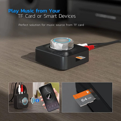 Bluetooth USB-AUX ресивер VIKEFON з регулюванням звуку та слотом для MicroSD Чорний (101352)