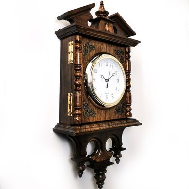 Ключница SV настенная деревянная с часами 57x27x10 cm Коричневая (ke-8)
