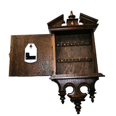 Ключница SV настенная деревянная с часами 57x27x10 cm Коричневая (ke-8)