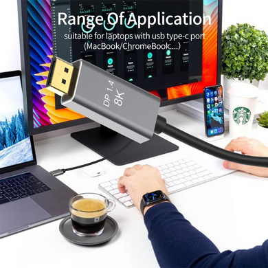 Кабель 8K TYPE C to DP Displayport 8K@60Hz 4K@120Hz Type C 3.1 2 метра Черный (sv2299)