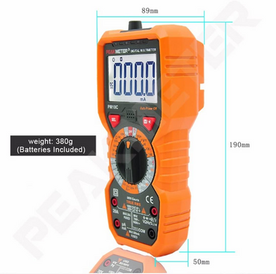 Мультиметр PEAKMETER PM18C Підсвічування діапазону з помаранчевою кришкою на 6000 відліків (sv2499)