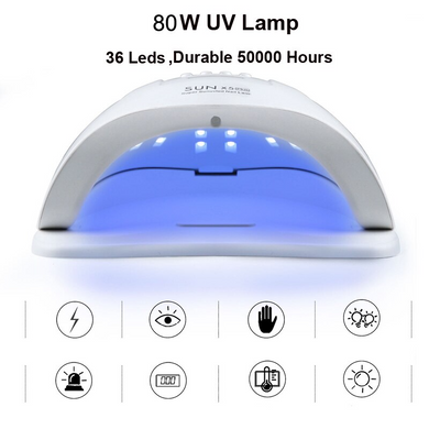 Лампа для маникюра SV SUN X5 PLUS 80W для покрытия ногтей гель лаком со съемной базой Белый (sv2559)