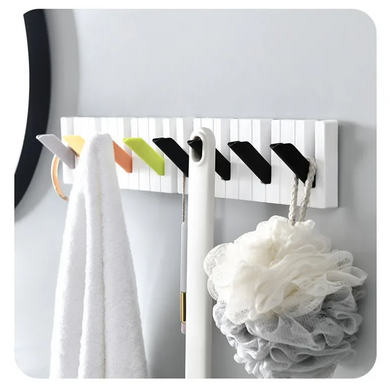 Настінна ключниця SV Four Hooks Piano на 4 гачки 22x16x4 см у вигляді клавіш, Білий з кольоровими клавішами (sv0591k3)